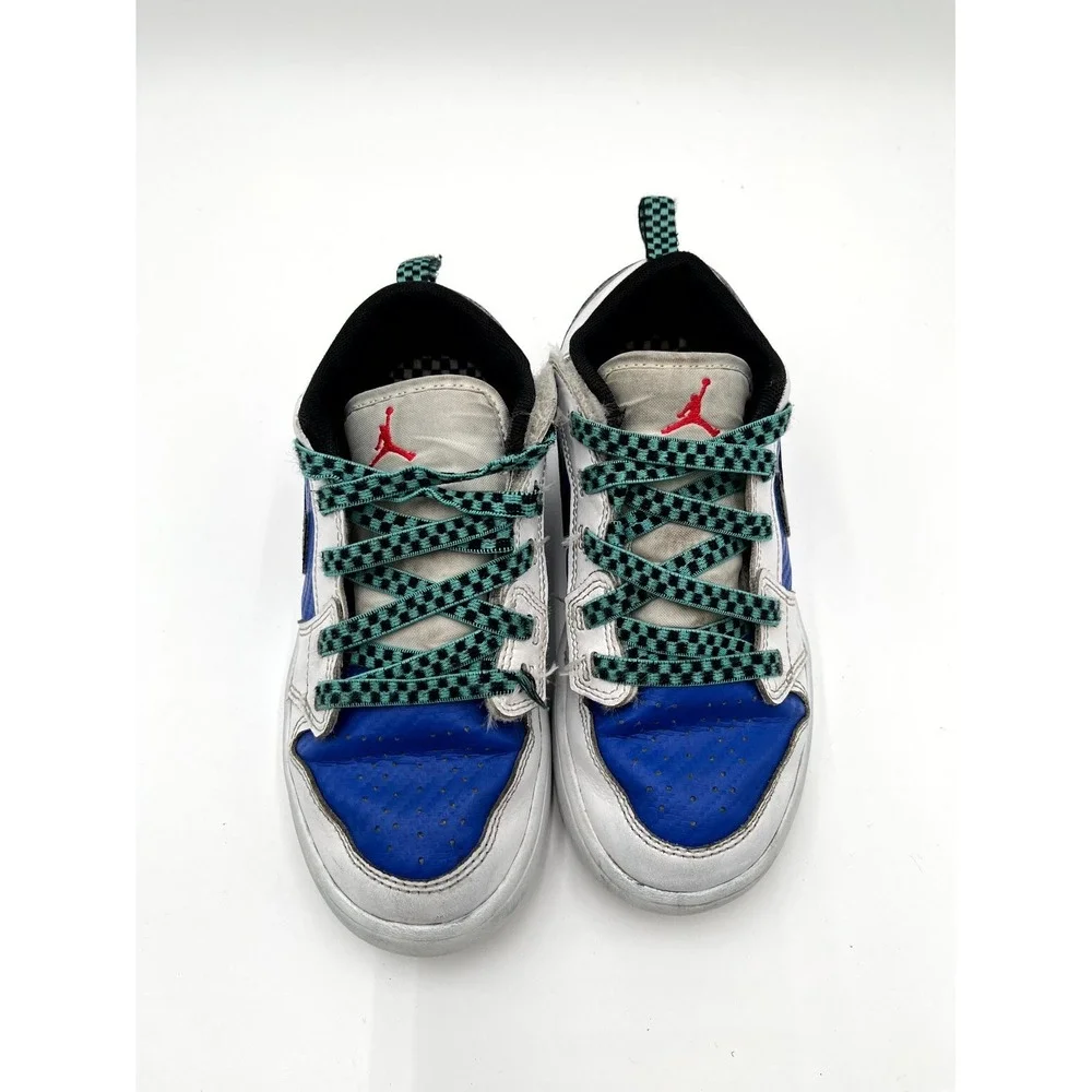 Nike Air Jordan 1 Low Alt SE FQ8708-100 Youth 2 Shoes White Blue Swoosh Sneakers